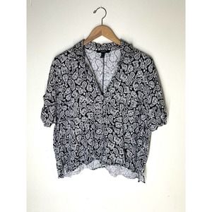 Women’s H&M Size S Oversized Button Down Shirt All Over Print